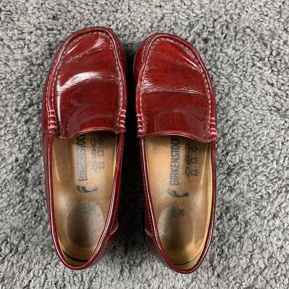 Footprints By Birkenstock Red Slip On Loafers Leather Size 36 US 5.5 - Picture 5 of 8